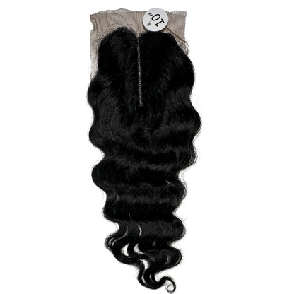 20"-22"-24" 3 Deep Wave Bundles 9A + 4" x 4" U-Shaped Lace Front Closure